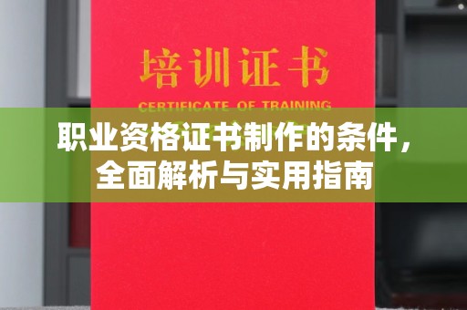 南康职业资格证书制作的条件，全面解析与实用指南
